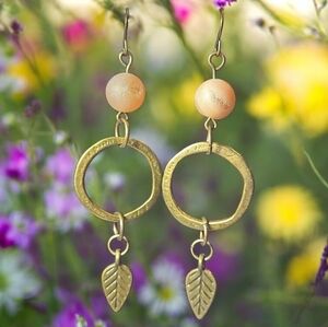 Funky Beads & Brass Dangle Earrings NWT